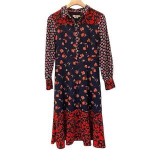 Floral Navy and Red Dress